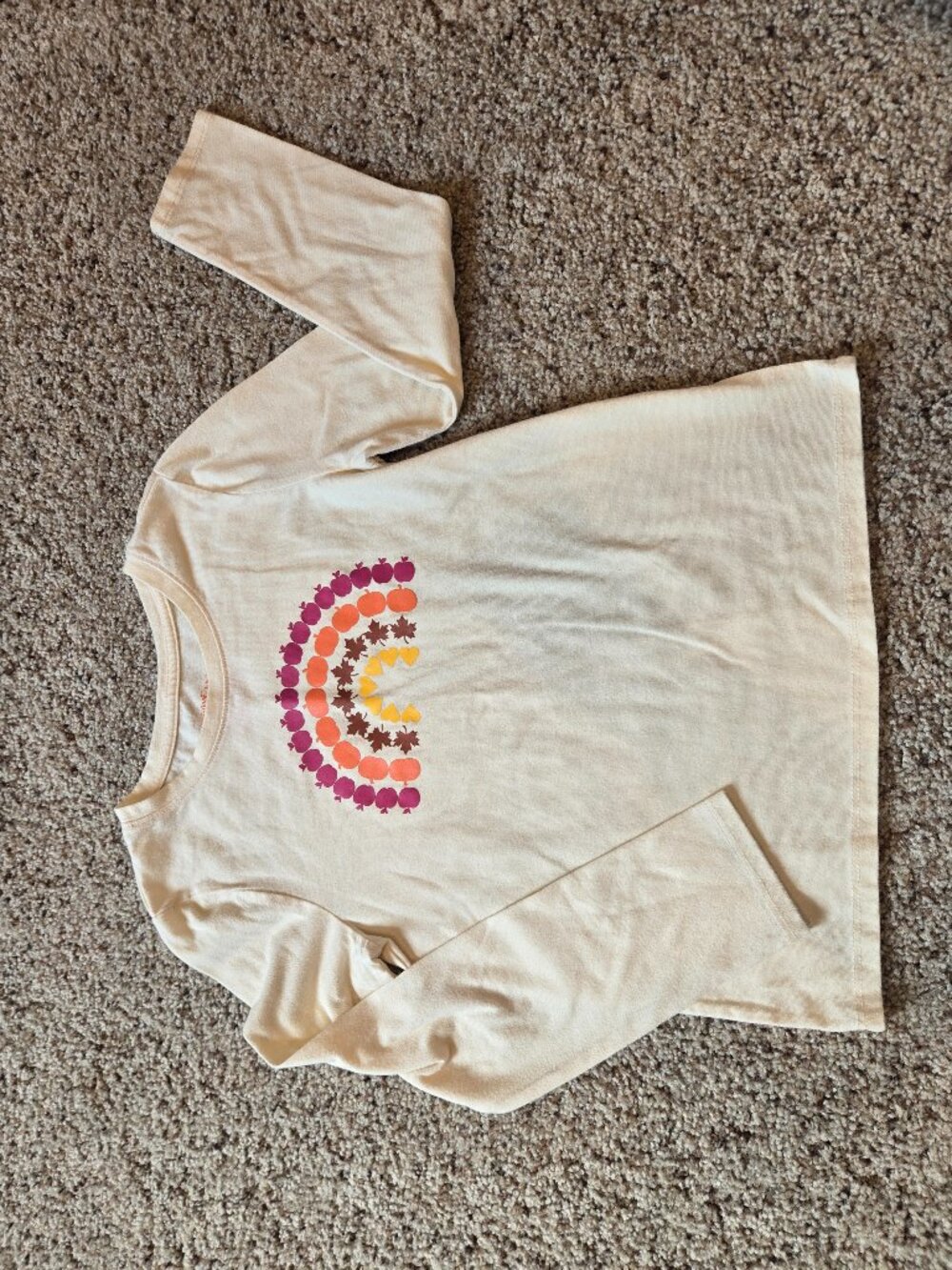 Cat and Jack Autumn Long Sleeve Cream Pumpkin Heart Girl 6